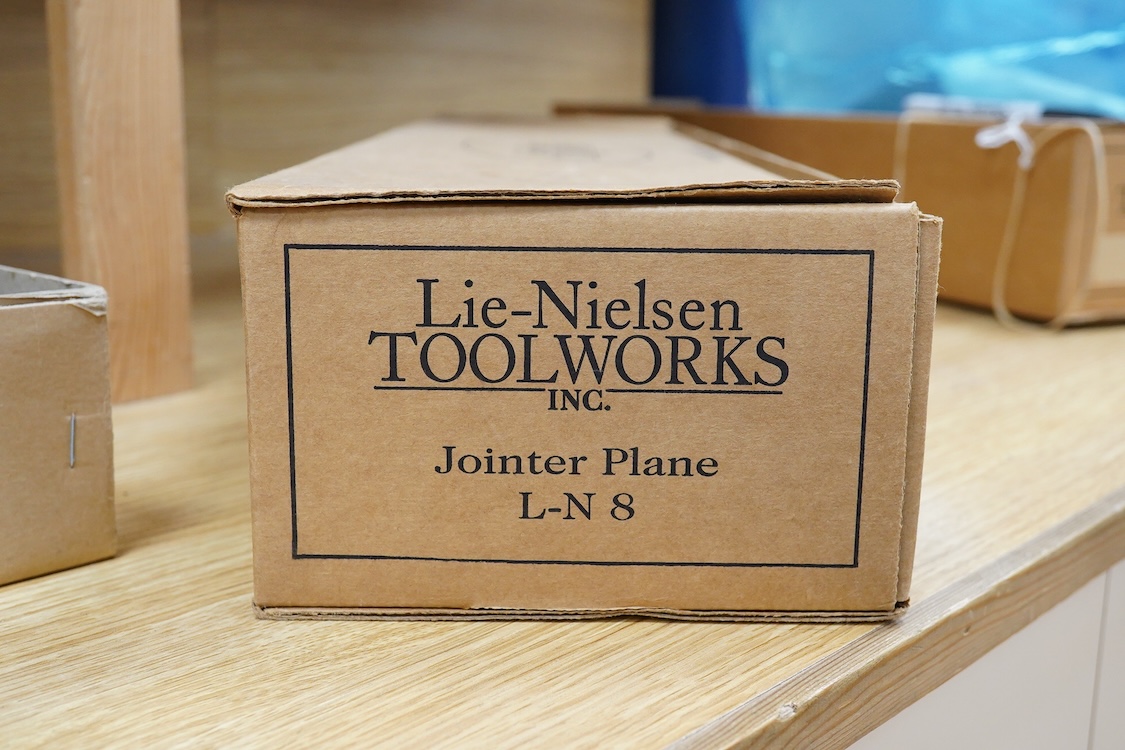 A Lie-Nielsen Toolworks wood working Jointer Plane (L-N8), in the original card box
